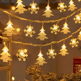 Weihnachtsbaum Schneeflocke LED Lichterketten Banner Weihnachtsdekoration für Zuhause Navidad Weihnachtsbaum Dekor Feenlicht Anhänger