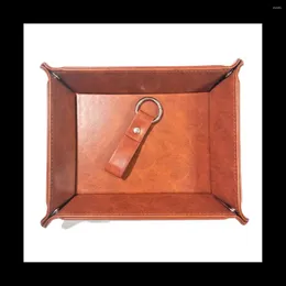 Schlüsselanhänger-Tablett, Schreibtisch-Aufbewahrungs-Organizer, hochwertiges PU-Leder, zusammenklappbar, für Fernbedienung, Schlüssel, Telefon, Geldbörse