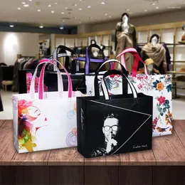 Depolama Çantaları Çiçek Baskı Alışveriş Çantası Dokuma Olmayan Kumaş Eko Çanta Seyahat Market Katlanır Giysiler Ambalaj Hediyeleri Sevgililer