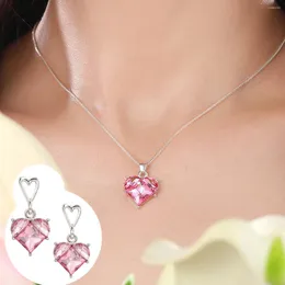 Collana di orecchini set 17KM moda cuore rosa per donne ragazze colore argento Y2K orecchini romantici accessori per gioielli