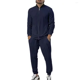 Men's Tracksuits Mens Zipper Top Pants Daily Holiday 2Pcs Set Activewear Jacket Long Sleeve Men O Neck Polyester Streetwear