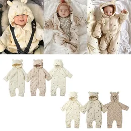 Liquidazione KS baby pagliaccetto invernale addensare tenere in caldo tutina baby boy girl vestiti di marca ciliegia motivo floreale pagliaccetto con orecchie carine 240118