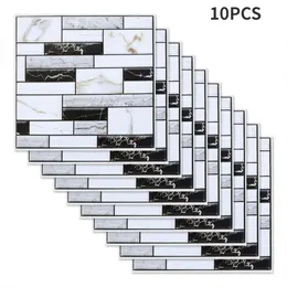 10Pc SelfAdhesive Tile Sticker Peel and Stick Decals Removable Wall Tiles Decor Stickers Murals Waterproof Wallpaper 240123