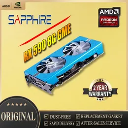 Видеокарты SAPPHIRE Radeon RX590 8 ГБ Nitro GME 2 вентилятора GDDR5 AMD 14 нм 8g 256 бит Видео Настольный ПК Компьютерная игровая карта Используемая