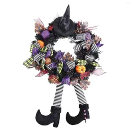 Flores decorativas grinaldas halloween pendurado janela bruxas grinalda casa assombrada decoração com pernas chapéu decoração para festa festival dhhbp