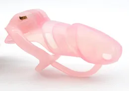 Doctor Mona Lisa - Il nuovo arrivo maschio rosa morbida gabbia in silicone con anello in resina fisso dispositivo per cintura trasparente kit Bondage SM Toys7215593
