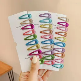 ヘアアクセサリー30pcs/lot girlsカラフルなBBクリップグリッターパウダースプレーヘアピンScallion Water Drop Barrettes ChildrenDress