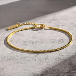 Länkarmband letapi 1,7 mm fyrkantig ormkedja för män guld färg rostfritt stål cool armband grundläggande casual armband