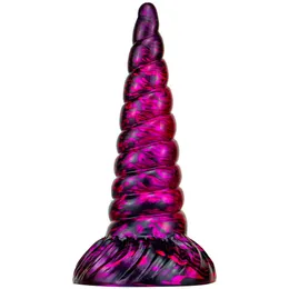 Dildos Dongs Unicorn Heteromorphous Imitation Big Male with False Penis Mixed Color Liquid Silicone Tampon in the Vestibule and Anus Sex Toy