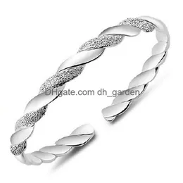 Bangle Sier Plated Braid Bransoleta Mankieta Kobiety Otwarcie Regulowanej Maszy biżuterii Will i Sandy Drop Bracelets DHN3V