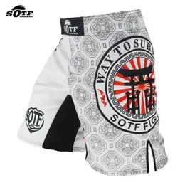 SOTF White Japanese Style Print Ferocious Roar Battle Fitness Shorts mma fight shorts Tiger Muay Thai boxing clothing pretorian 240119