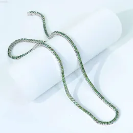 2024 New Fine Jewelry 5mm S925 Sterling Silver Link Chain Green Gra VV