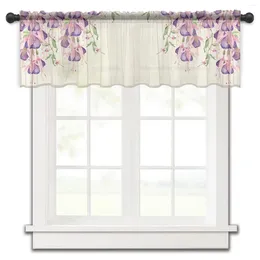 Curtain Flower Dragonfly folhas bege janela pequena tule pura do quarto curta sala de estar decoração de casa drapes de voz