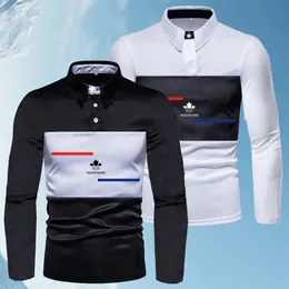 HDDHDHH BRAND DRITR LAPEL T-Shirt Mens Classic Black and White Polo Shirt Long Rleeve Spring i Autumn Casual Top 240126