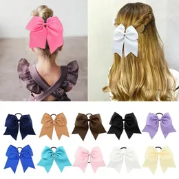 Hair Accessories 4 Pcs 8 Inch Circle Fashion Bows Elastic Headband Large Solid Color College Student