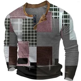 Men's Polos Spring And Summer 3D Digital Print Full Long Sleeved Men T Shirts Graphic Design Large Wine Shirt