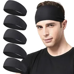 Kör pannband för män Sweatbands Sports Workout Fitness Gym Yoga Unisex Hairband 5 Pack 240125