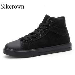 Canvas Athletic Shoe for Men Sneakers Black Skateboarding Shoes Women Lightweight Hightop Casual Laceup Couple 240301