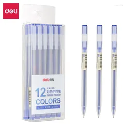 Deli 12 pezzi Set penna gel di qualità ultra scrittura penna a sfera con inchiostro neutro nero blu rosso firma per materiale scolastico per ufficio