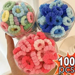 Accessori per capelli 100 pezzi/scatola Corda elastica Asciugamano circolare Gomma non fa male Fascia per capelli per ragazza Baby Good Cute Durevole Cravatta per bambini