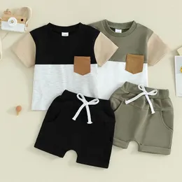 Kleidung Sets 2 Stück Sommer Baby Jungen Kleidung Koreanische Casual Mode Cartoon Print Kurzarm Baumwolle Tops Shorts Kinder Set