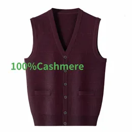 Arrival High Quality Autumn Winter Large 100 shmere Cardigan Vest Men's V-neck Shoulder Thickening Sweater Plus Size S-5XL 240129