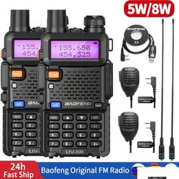 Рация Baofeng Bf Uv5R 5W 8Wportable FM-радио VHF UHF Двухдиапазонная двухсторонняя любительская радиостанция для охоты UV 82 9R Plus 230816 Drop Deliver Dhq9P