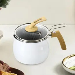 Pans Small Pot Cookware Cooking Tool Deep Type With Frying Strainer Portable Kitchenware Saucepans For Camping Picnic Induction