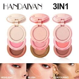 Handaiyan Eye Shadow High Gloss Powder Blusher FaceLift Plate Moonstone Glitter Face Nose 3 In One 240202