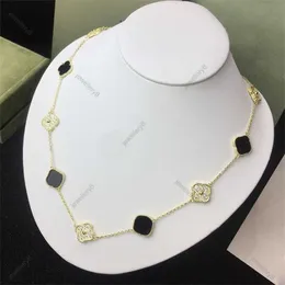 10 Diamond Necklace Fashion Classic Clover Necklace Charm 18K Rose Gold Silver Plated Agate Pendant For Women Girl Valentines Engagement Designer Jew