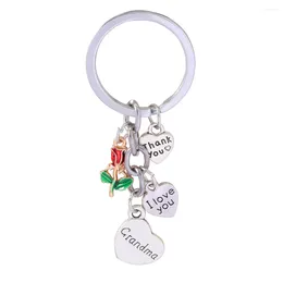 Keychains Family Love Thanksgiving Day Keychain Mormor födelsedagspresent Keyring för fars mors