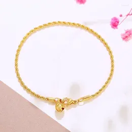 Braccialetti a maglie Gioielli XP - Bracciale con campana in corda piccola da 18 cm per donna uomo color oro puro alla moda senza piombo e nichel