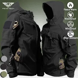 Jaquetas táticas impermeáveis masculinas, militar, pele de tubarão, casca macia, multibolsos, jaqueta com capuz, uso externo, resistente ao desgaste, casaco de carga 240124