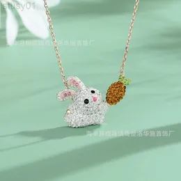 Designer Swarovskis smycken Shi Jia 1 1 Rabbit Necklace Antar element Zodiac år Röd rep silverhalsband högre version