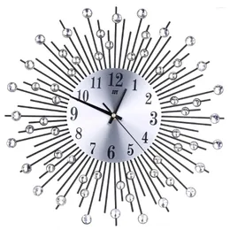Настенные часы 3 D Европейский стиль Алмазный декор Зеркальные хрустальные часы Современные для стен