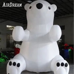 6mh 20ft atacado publicidade grande branco inflável urso polar gigante inflável urso de pelúcia animal balão para decoração de natal