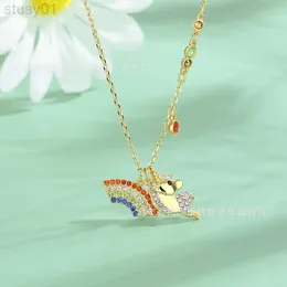Designer de joias Swarovskis adotando elemento de cristal unicórnio colar arco-íris clavícula corrente shijia 1/1 versão alta