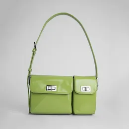 2021 Lacquer Avocado Green women's handbag summer bright leather underarm bag fashion personality Multi Pocket rectangular ba251N
