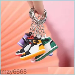 Keychains Lanyards Creative Mini Pvc Sneakers for Men Women Gym Sports Shoes Keychain Handbag Chain Basketball Shoe Key Ho Dhrkp 4EL6