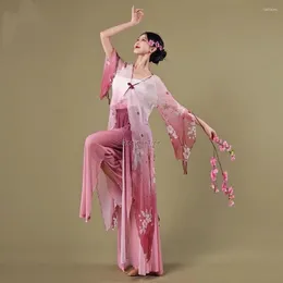 Bühnenkleidung 2024 Chinesischer klassischer Tanz Gazekleid Weibliche anmutige Leistung Verbessertes Hanfu-Training W133