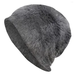 Baskenmützen, graue Schaffellfell-Haube-Mütze, coole Street-Skullies-Mützen, Hüte für Männer und Frauen, gestrickt, warm, thermisch, elastisch, Unisex-Kappen