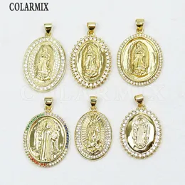 10 PCS Oval Zirconia Charms Round Medal Pendant Zirconia Jewelry Pendant Gift 60395 240127