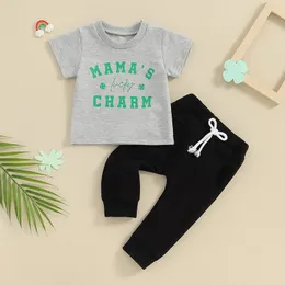 Zestawy odzieży St Patricks Day Baby Girl Boy Strój Mamas Lucky Charms T-shirt t-shirt Clover Tree Pants Ustaw małe ubrania w Irlandii
