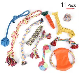 Curtain Pet Dog Chew Toys för stora små hundar Toy Interactive Cotton Rope Puppy Ting Toys Ball For Dogs Tooth Brush Chew Toy Set 240119