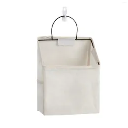 Storage Bags Wall Hanging Organizer Bag Canvas Basket With Side Mesh Pocket Decorative Bin For Home