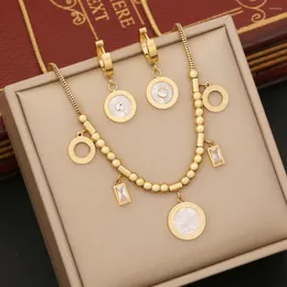 Anhänger Halsketten 316L Edelstahl Römische Ziffer Zifferblatt Halskette Für Frauen Gold Farbe Perlen Kette Zirkon Charme Schmuck Geschenke