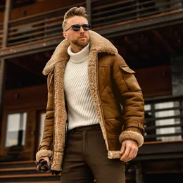 Fashion Mens Jackets Thickened Faux Fur 2023 Autumn and Winter Solid Color Fleece Men Jacket 240130