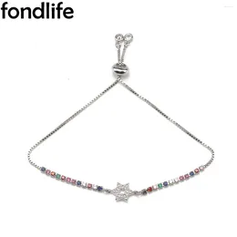 Charm-Armbänder Exquisites Hexagramm-Armband Stern CZ Einstellbar Frau Geschenk Messingkette Schmuck 2024 Handgewebte glückliche rote Schnur-Paare