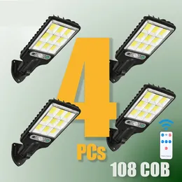 4pcs güneş ışığı açık 3 modlu su geçirmez hareket sensörü güvenlik aydınlatması LED Wall Street Lambası Bahçe için 108 Cob