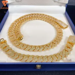 bracelet necklace mossanite Fashion 925 Sliver Gold Plated Diamond 18mm Cuban Link Chain Jewelry Men Iced Out Moissanite Cuban Bracelet